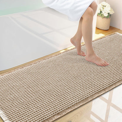 Smiry Waffle Bath Mat 30x20, Extra Soft Absorbent Bathroom Rugs, Non Slip Machine Washable Quick Dry Bath Rugs for Bathroom Floor, Tub, Shower, Home Decor Accessories, Brown