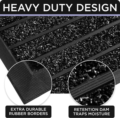 ubdyo Extra Durable Door Mat - Dirt Trapping Outdoor Welcome Mats - Non-Slip Outdoor Indoor Entrance - Low Profile Front Doormat (30" x 17", Bright Brown)