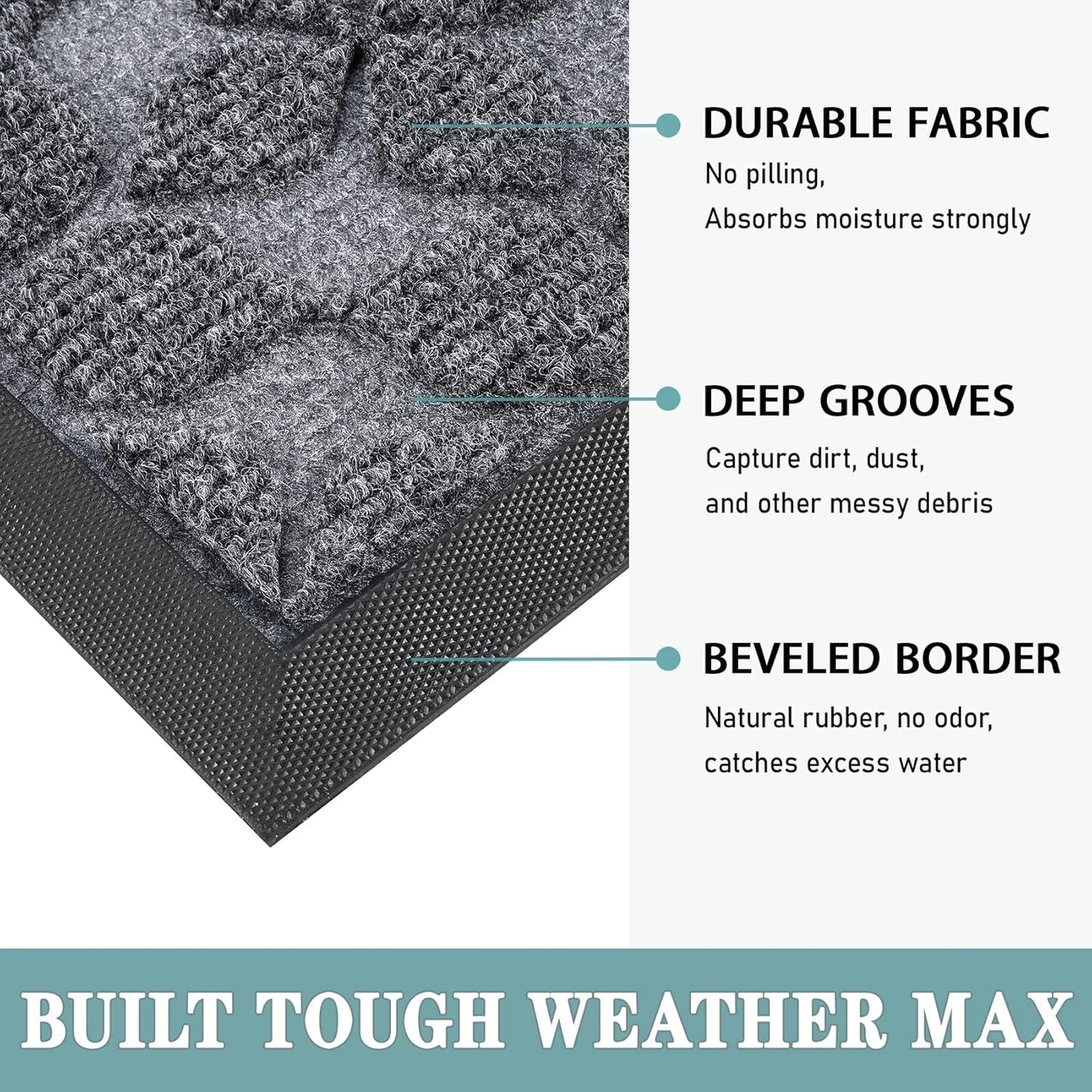 Bulijojo Sturdy Front Entrance Doormats,Durable Heavy Duty Welcome Mat,Thick Absorbent Natural Rubber Non Slip Mat,Easy Clean Entryway Mat 17x30 Inch Leaves Green