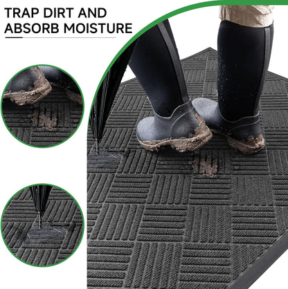 100pointONE Durable Front Door Mat, Heavy Duty Indoor Outdoor Doormat, 48” x 36” Low Profile Outdoor Mats for Home Entrance, Stain and Fade Resistant Shoe Scraper Mat, Ideal for High Traffic Area