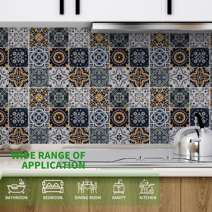 LONGKING Peel and Stick Backsplash Tile Stickers, Colorful Talavera Mexican Tile, Stick on Wall Tiles (10 Sheets)