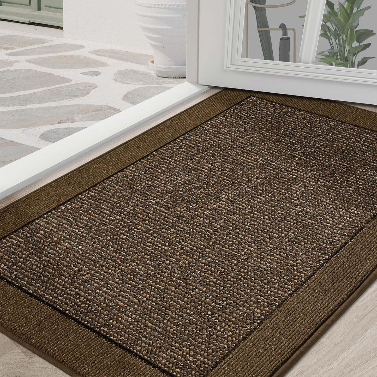 BEQHAUSE Indoor Door Mat 20" x 32", Dirt Trapper Door Mats Non-Slip Entryway Rugs Washable, Resist Dirt Absorbent Welcome Mat, Low Profile Floor Mats for Front Back Door and Entryway, Taupe