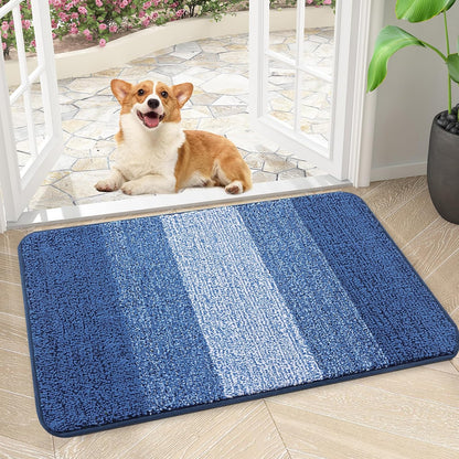 Kitinjoy Indoor Outdoor Door Mat, 32x20 Non-Slip Absorbent Dirt Trapper, Low-Profile Washable Inside Entrance Front Floor Mat, Sturdy Soft Entry Doormats for Entryway, Grey