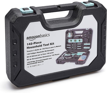 Amazon Basics 142-Piece Household Tool Kit for Home Repair, Hand Tools with Storage Case, 13.39 x 9.25 x 2.95 inch, Turquoise
