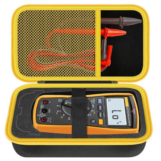 Carrying Case for Fluke 117/ 15B+/ 17B+/ 101/115/ 116/114/ 113/177/ 179/233/ 106/107 Digital Multimeter Testers and Accessories, Multimeter Storage Bag Organizer Box (with DIY Foam)