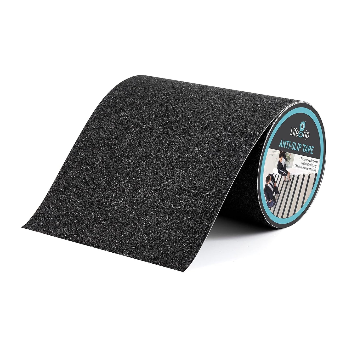 Lifegrip Anti Slip Tape, 4 Inch x 15 Foot Non-Slip Traction Grip Tape for Stairs, Waterproof Stair Treads Grip Non Slip, Non Skid Tape for Steps, Outdoor Black Grip Tape (4" X 15')