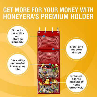 Honeyera The Original Stuffed Animal Storage (Patented) - Over Door Organizer for Stuffies, Baby Ideas Holder, Toy Plush Hammock Hanging Net Big Girls Toddler Large Bag Animals Stuffy Behind
