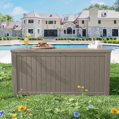 Outdoor Storage Box 325GAL Waterproof Resin Deck Box,Pool Accessories Supplies，UV-Resistant Lockable Package Delivery Bin for Garden Tools,Large Patio Outside Cushions,Chest,Furniture,Black