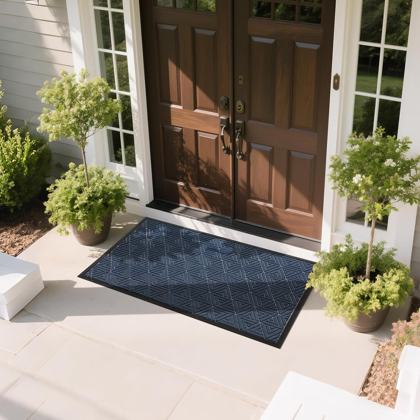 Yimobra Front Door Mat Outside Entrance 29.5x17, Waterproof Heavy Duty Outdoor Mats for Front Door, Non Slip Rubber Entry Mat for Garage Patio Indoor, Grey