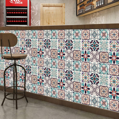 LONGKING Peel and Stick Backsplash Tile Stickers, Colorful Talavera Mexican Tile, Stick on Wall Tiles (10 Sheets)