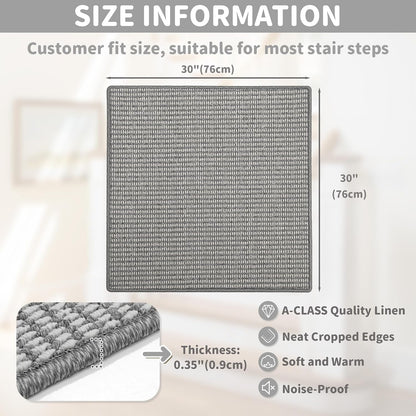 Brakki Bullnose Carpet Stair Treads, Non Slip Stair Treads for Wooden Steps Indoor, Stair Runner, Soft Stair Rugs, Edging Stair Protectors, Washable, 29.5"x9.5"x1.5" 14pcs, Beige