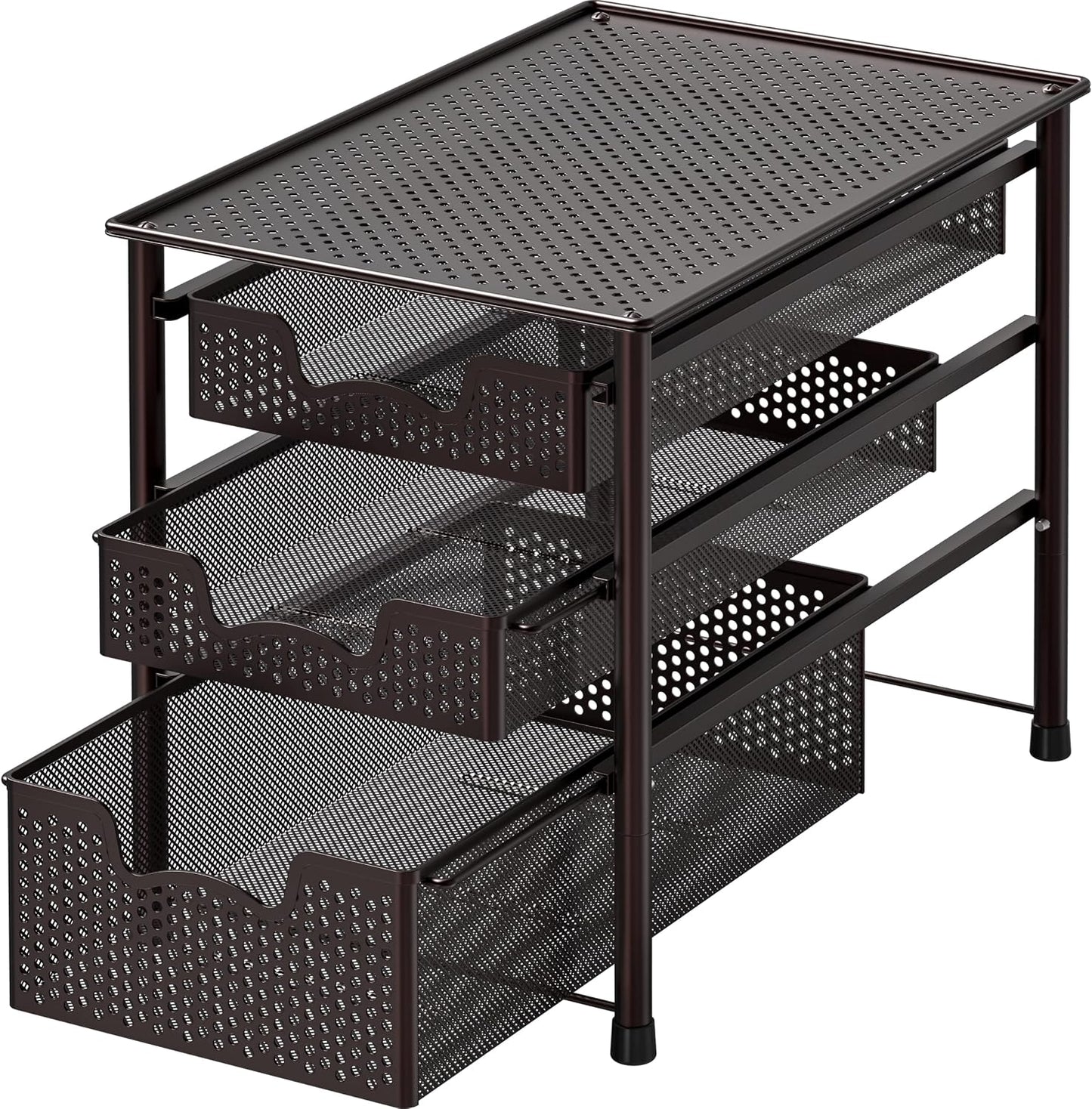 Simple Houseware Stackable 2 Tier Sliding Basket Organizer Drawer, White