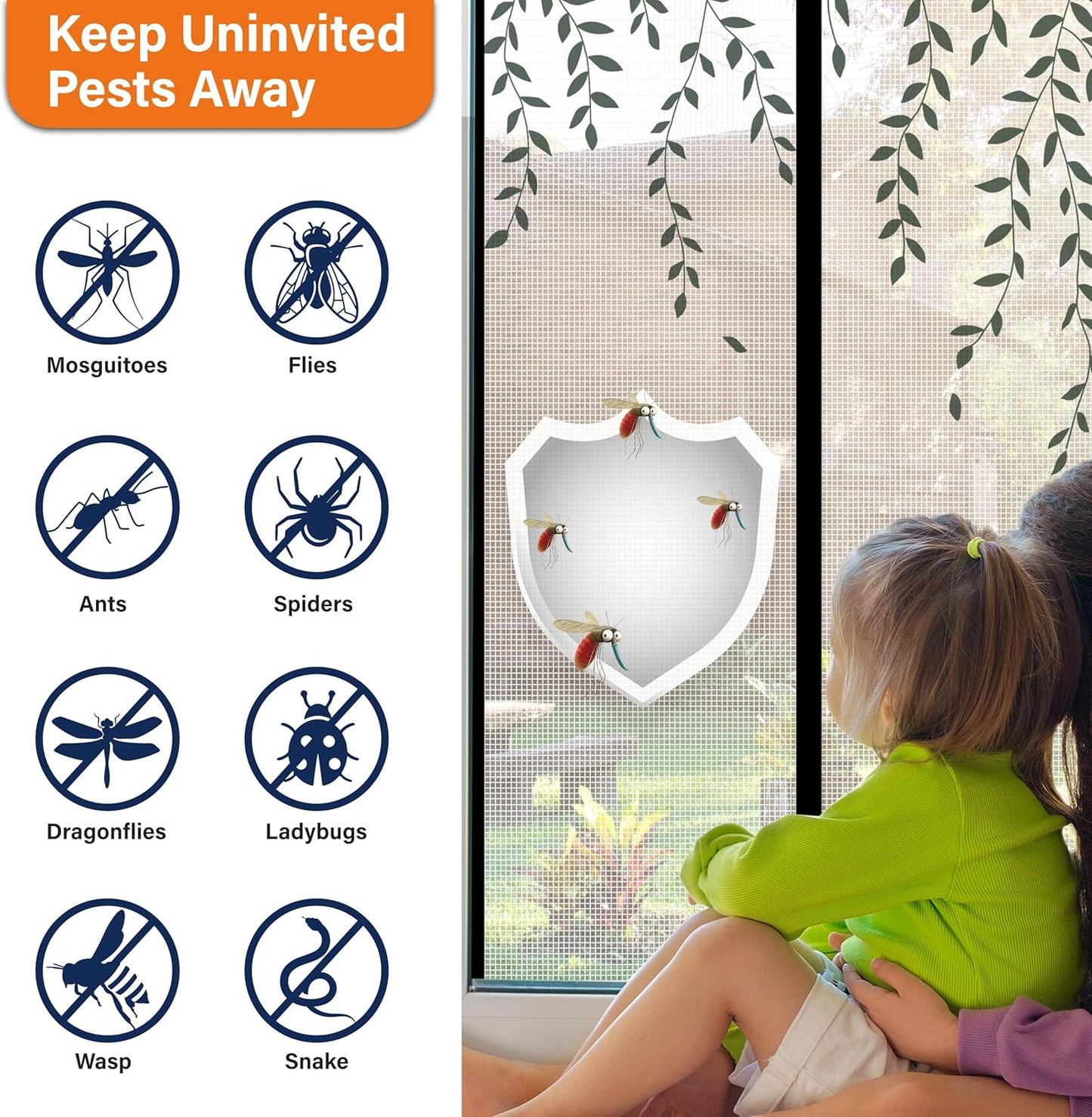 Mesh Screen with Magnetic Closure-Keeps Bugs Out Let Breeze in, Heavy Duty - Pet and Kid Friendly, Works with Front, Sliding Doors (38 x 82 Inch)