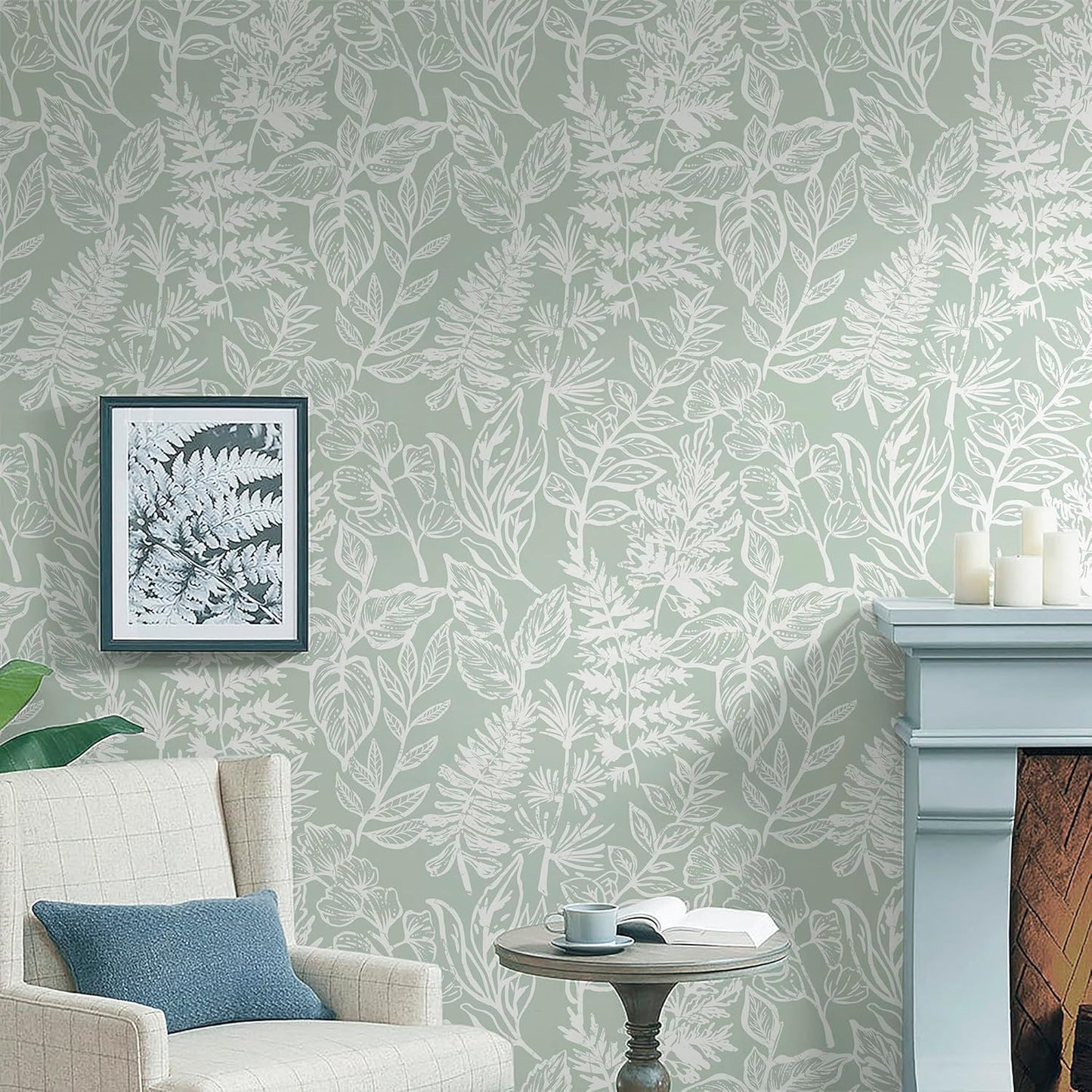 Safiyya Peel and Stick Wallpaper Boho Modern Beige Leaf Contact Paper Peel and Stick Wall Paper Self Adhesive Removable Wallpaper for Bedroom Bathroom Vinyl Roll 78.7"x17.3"