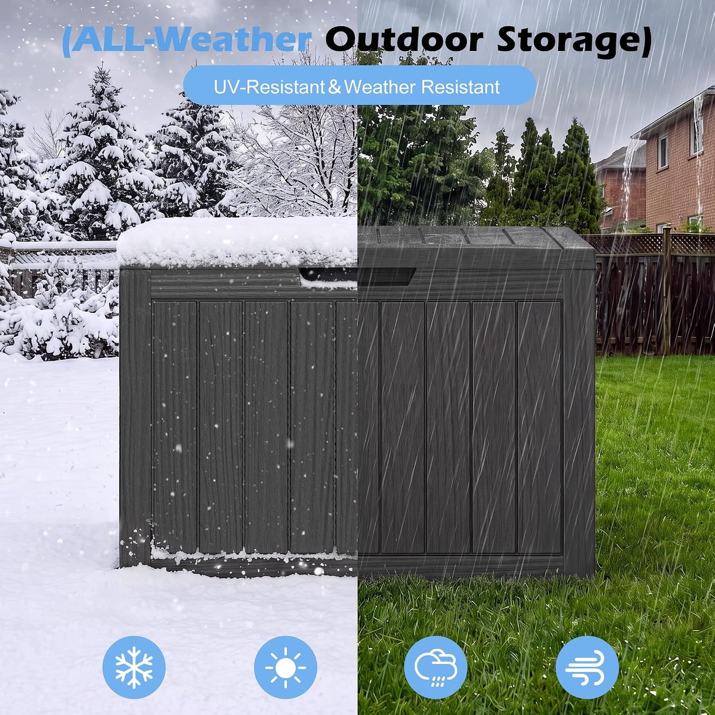 Outdoor Storage Box, 31 Gallon Resin Deck Boxes Outdoor Waterproof For Patio Furniture, Garden Tools, Pool Supplies, Lockable And UV Resistant (Rattan Gray)