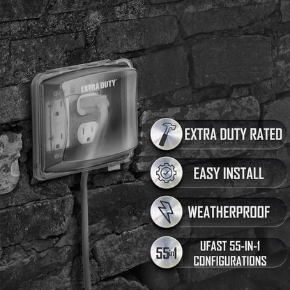 TayMac MM420W Raco 1-Gang Nonmetallic Extra Duty Weatherproof In-Use Horizontal/Vertical 16-in-1 Standard Cover, White, 2.75" Size