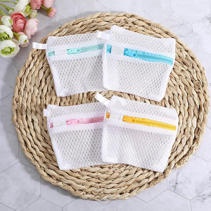 4 PCS Small Laundry Bags Mesh Wash Bags, 4.7×5.1 in Mesh Bag for Laundry Bag for Delicates Durable Zippered Wash Pouch Lingerie Socks Travel