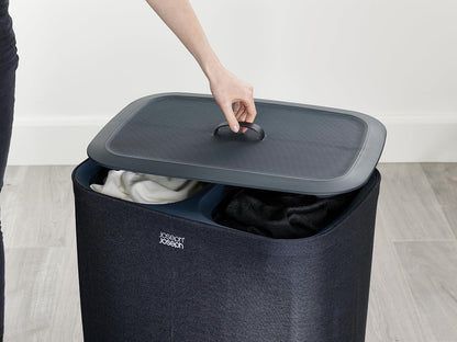 Joseph Joseph Tota Trio 90 liter/23.8 gallon Laundry Hamper Separation Basket with lid, 3 Removable Washing Bags with Handles- Ecru