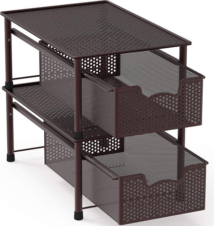 Simple Houseware Stackable 2 Tier Sliding Basket Organizer Drawer, White