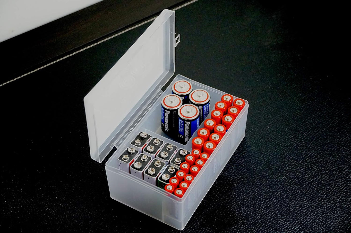 Massca Battery Storage Organizer Pack of 2 - Our Battery Organizer Stores AAA, AA, C and D size. Holds up to 34 batteries Per Pack of our Battery Case Multi Purpose battery holder