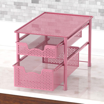 Simple Houseware Stackable 2 Tier Sliding Basket Organizer Drawer, White