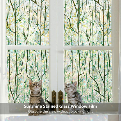 Finnez Window Privacy Film 3D Static Cling Window Film, No Glue Heat Control & 96% UV Blocking for Home Office, Decorative Frosted Glass Cover 17.5 Inch x 6.5 Feet