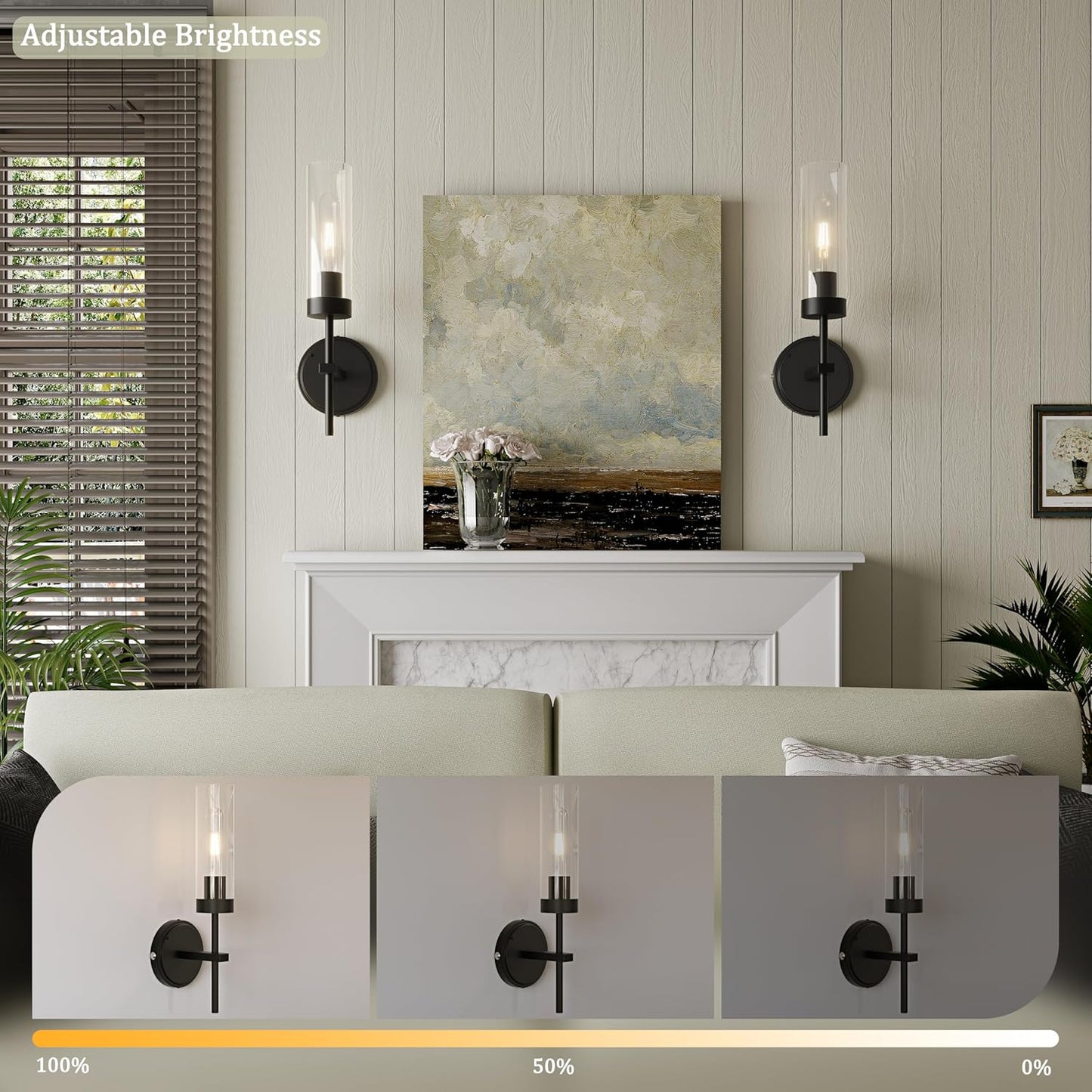 Gold Battery Operated Wall Sconce Set of 2, Wireless Wall Sconces with Remote Control, Rechargeable 3000K Dimmable Wall Light for Bedroom Living Room Bathroom Hallway Entryway Stairwell