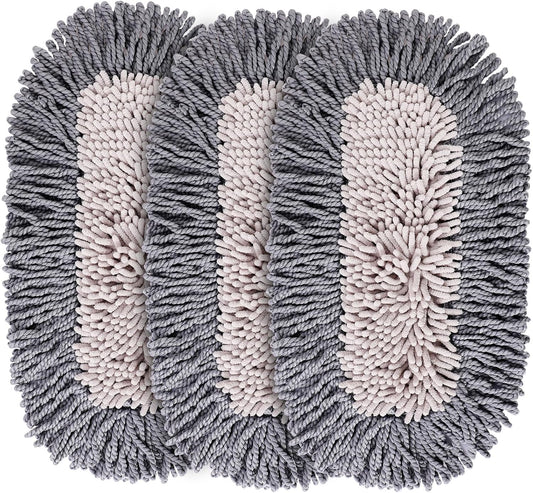 CLEANHOME Microfiber Dust Mop Replacement Pads for Hardwood Floor Cleaning, Washable and Reusable Chenille Mop Pads 3 Packs