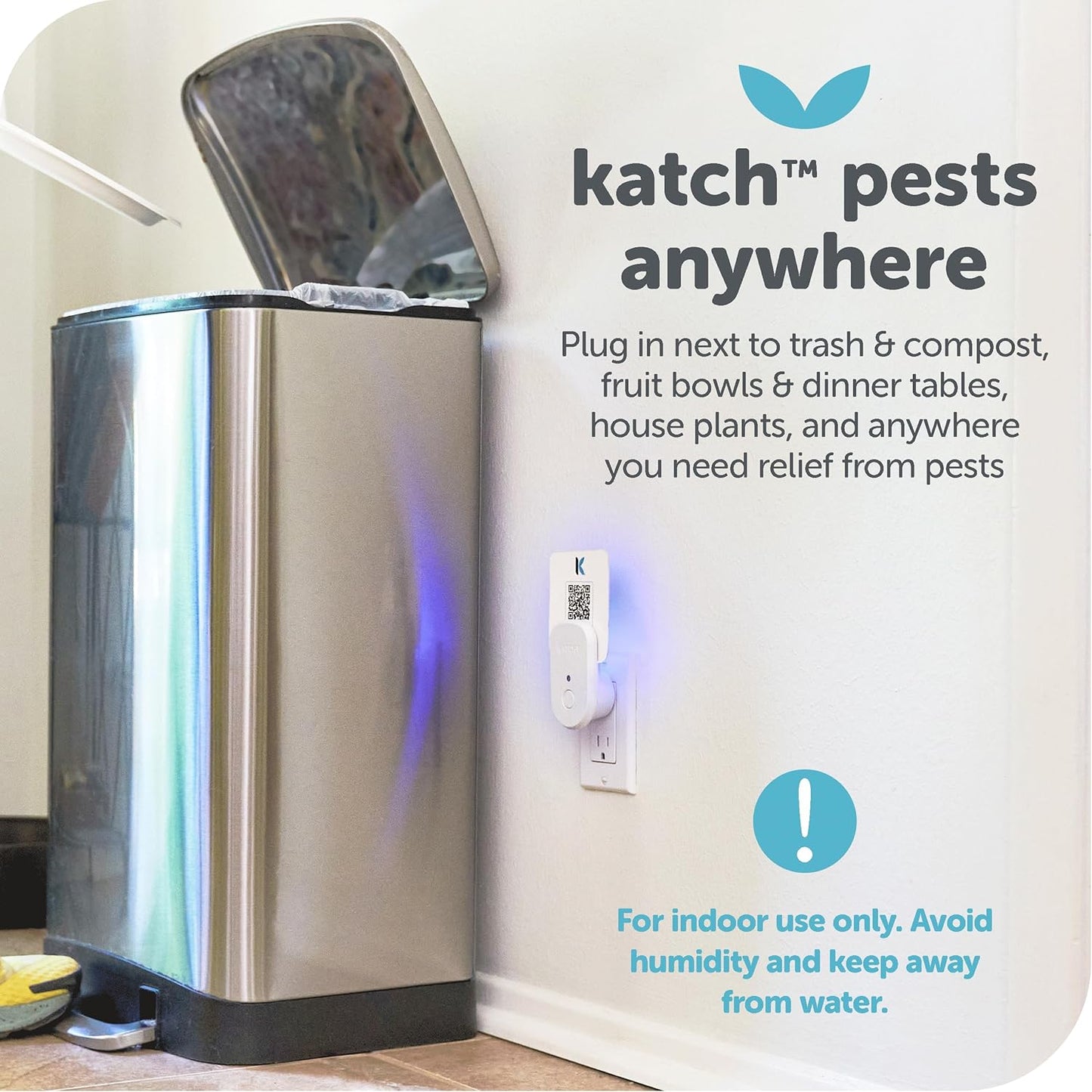 Katchy Flying Insect Trap Indoor – Catcher & Killer for Mosquito, Fruit Fly, Gnat & Small Moth – Non-Zapper with Suction & Blue Light – Ideal for Indoor Spaces, Kitchen & Plants (Original, Black)