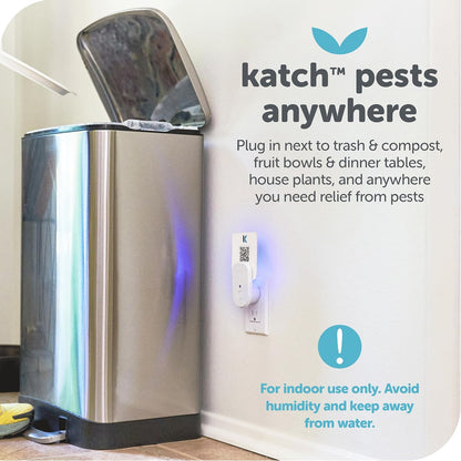 Katchy Flying Insect Trap Indoor – Catcher & Killer for Mosquito, Fruit Fly, Gnat & Small Moth – Non-Zapper with Suction & Blue Light – Ideal for Indoor Spaces, Kitchen & Plants (Original, Black)