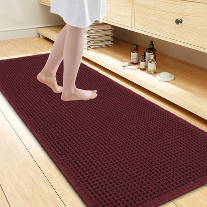 Smiry Waffle Bath Mat 30x20, Extra Soft Absorbent Bathroom Rugs, Non Slip Machine Washable Quick Dry Bath Rugs for Bathroom Floor, Tub, Shower, Home Decor Accessories, Brown