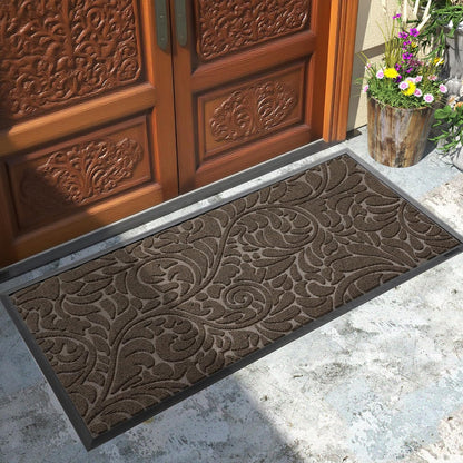 Yimobra Front Door Mat Outside Entrance, Waterproof Sturdy Retro Outdoor Mat, Heavy Duty Non-Slip Doormat for Garage Patio Entryway Indoor, Easy Clean, 29.5x17, Grey