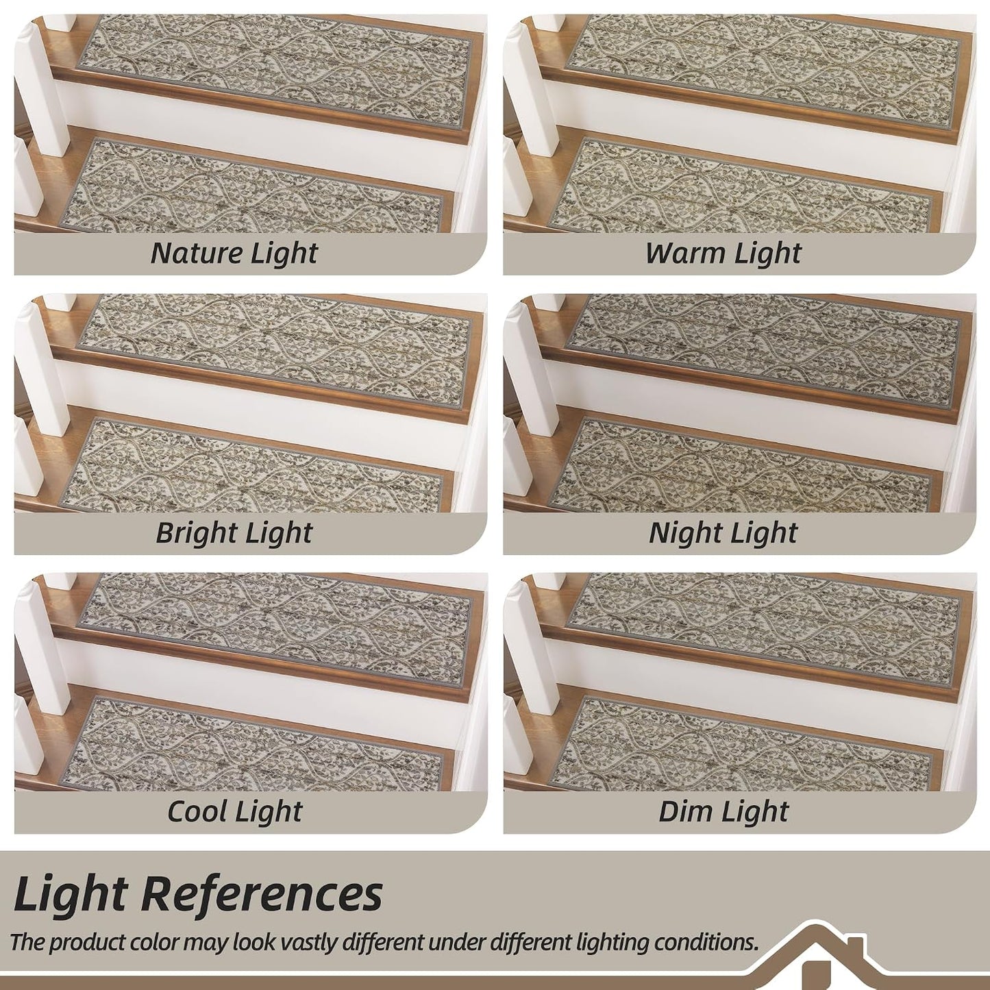 BEQHAUSE Stair Treads for Wooden Steps Non-Slip Machine Washable Carpet Stair Treads 8"X30" Soft Indoor Stair Runner for Kids Elders and Pets, 100% Polyester, TPE Backing, 15pcs, Grey/Orange