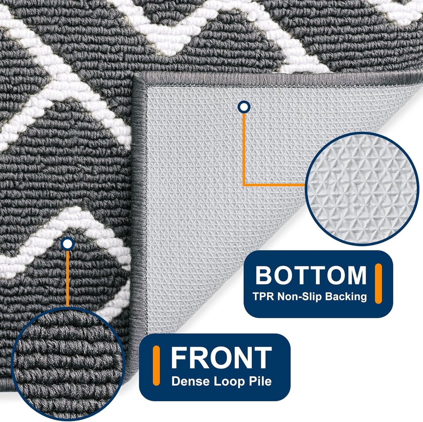 OLANLY Front Door Mat, Non-Slip Rubber Backing, Dirt Resistant and Absorbent, Washable, Easy to Clean Low-Profile Indoor Doormat for Back Door, Entryway, Inside Entrance, 32x20, Grey