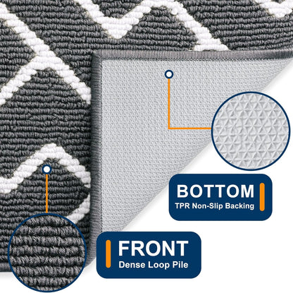 OLANLY Front Door Mat, Non-Slip Rubber Backing, Dirt Resistant and Absorbent, Washable, Easy to Clean Low-Profile Indoor Doormat for Back Door, Entryway, Inside Entrance, 32x20, Grey