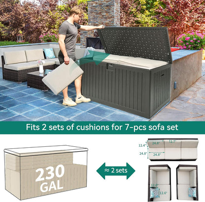 YITAHOME 100 Gallon Large Outdoor Deck Box | Waterproof Resin Storage Box, Lockable Indoor Outdoor Storage Container for Patio Furniture Cushions, Pool Accessories