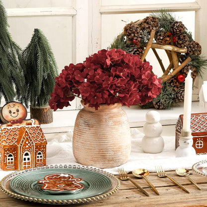 Ceramic Flower Vase, Small Rustic Farmhouse Vases Home Decor, Short Pottery Decorative Pampas Vase for Table Living Room Entryway Mantel Bookshelf Bedroom Bathroom Kitchen - 6" W
