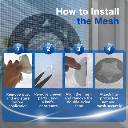 Window Screen Repair Patches Set – Strong Adhesive Mesh – 4 Shapes (Sun, Star, Moon, Lightning Bolt) – Repair Kit for Windows & Doors