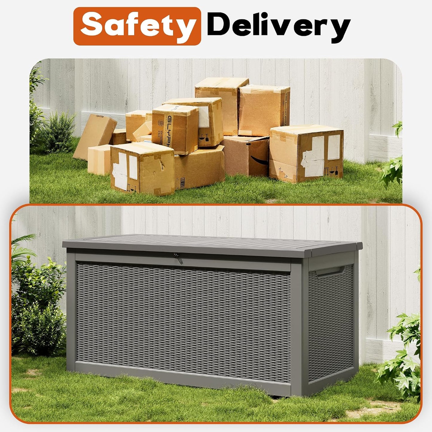 Outdoor Storage Deck Boxes Waterproof, Waterproof and UV Resistant Outdoor Storage Box Lockable Lid for Delivery Box, Indoor, Garden Tools, Pool Supplies, Patio (Black, 31 Gallon)