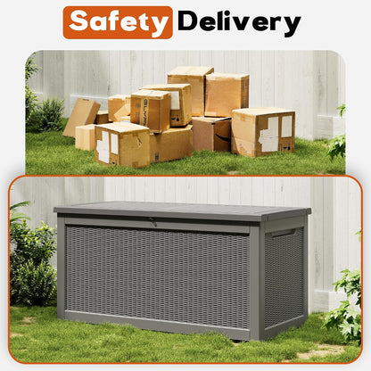 Outdoor Storage Deck Boxes Waterproof, Waterproof and UV Resistant Outdoor Storage Box Lockable Lid for Delivery Box, Indoor, Garden Tools, Pool Supplies, Patio (Black, 31 Gallon)