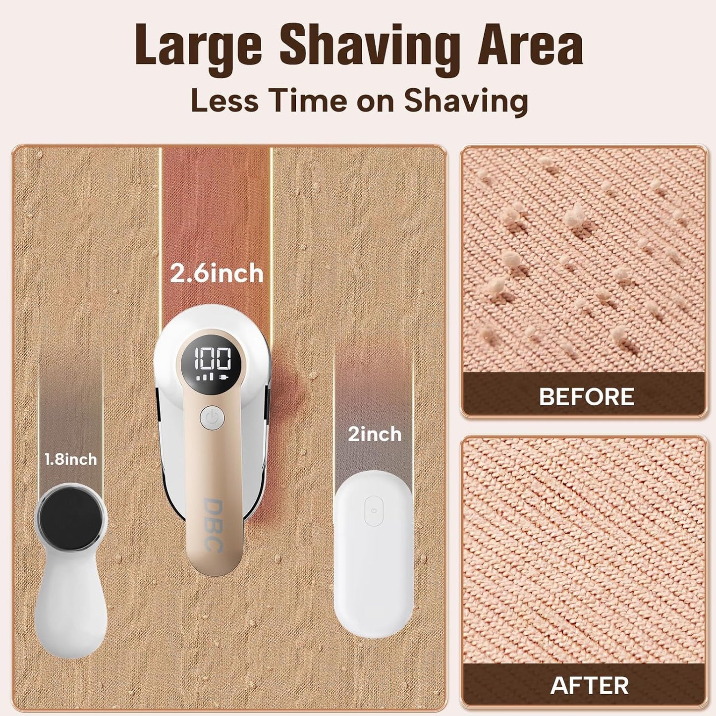 DBC Rechargeable Fabric Shaver,3-Speed Lint Remover for Clothes LED Display, 15000r/Min Powerful Motor, Large Shaving Head Lint Shaver for Clothes, 6-Leaf Blades, Lint Ball, Furniture, Fuzz