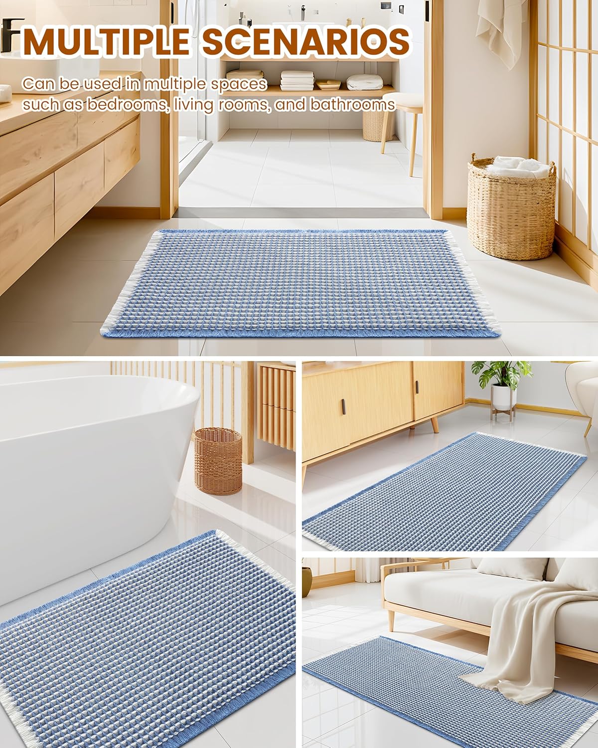 Smiry Waffle Bath Mat 30x20, Extra Soft Absorbent Bathroom Rugs, Non Slip Machine Washable Quick Dry Bath Rugs for Bathroom Floor, Tub, Shower, Home Decor Accessories, Brown