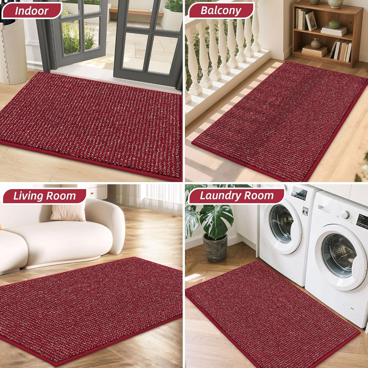 BEQHAUSE Dirt Trapper Door Mat 20" x 32", Non-Slip Washable Doormats Entrance Mat, Dirt Resistant and Absorbent Welcome Mat, Low Profile Floor Mats for Front Back Door and Entryway, Beige