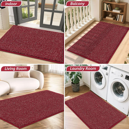 BEQHAUSE Dirt Trapper Door Mat 20" x 32", Non-Slip Washable Doormats Entrance Mat, Dirt Resistant and Absorbent Welcome Mat, Low Profile Floor Mats for Front Back Door and Entryway, Beige
