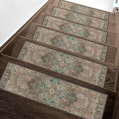 sarben Non Slip Stair Treads for Wooden Steps 15PCS - 8"x30" Indoor Safety Carpet, Edging Mats with TPE Adhesive Backing, Pet and Elderly Friendly Stair Rugs (Taupe) - Colors A