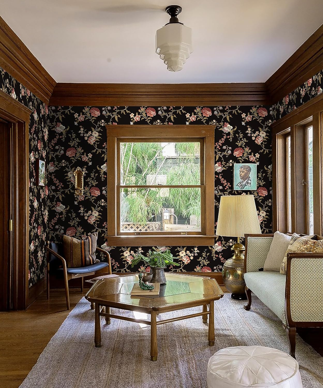 Safiyya Peel and Stick Wallpaper Vintage Floral Contact Paper 17.3" x 78.7" Wall Paper Renter Friendly Self Adhesive Removable Wallpaper for Bathroom Vinyl