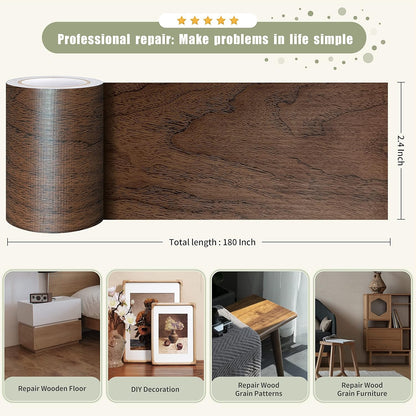 Besezx Wood Grain Repair Tape, 2.4" X15', Self Adhesive Wood Grain Repair Patch for Tables, Chairs, Baseboards, Doors, Windows, Floors, All Kinds of Furniture Renovation, Handicraft DIY. (Natural oak)