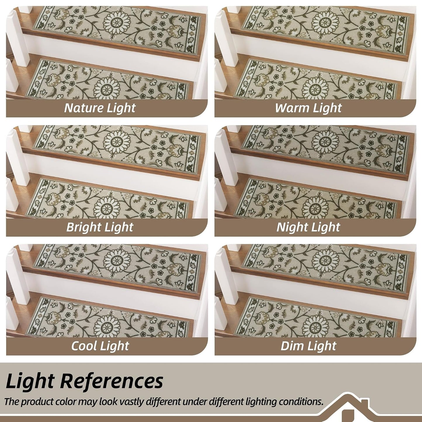 BEQHAUSE Stair Treads for Wooden Steps Non-Slip Machine Washable Carpet Stair Treads 8"X30" Soft Indoor Stair Runner for Kids Elders and Pets, 100% Polyester, TPE Backing, 15pcs, Grey/Orange