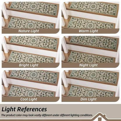 BEQHAUSE Stair Treads for Wooden Steps Non-Slip Machine Washable Carpet Stair Treads 8"X30" Soft Indoor Stair Runner for Kids Elders and Pets, 100% Polyester, TPE Backing, 15pcs, Grey/Orange