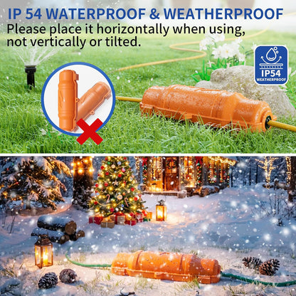 2 Pack Outdoor Extension Cord Safety Cover with Waterproof Seal IP54 Water-Resistant, Weatherproof Electrical Connection Box with 2 Latches, Plug, Socket, Holiday Decoration Light, Black